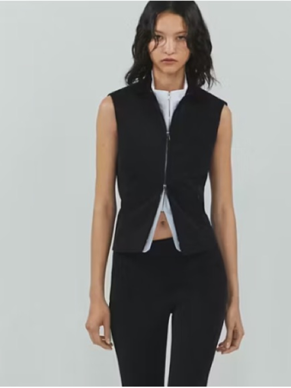 Mango Heritage High Neck Zipper Fitted Vest. Size L. NWT